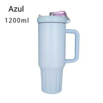 Copo Térmico Inoxidável Portátil 1200ml Garrafa Térmica Inox com Tampa e Canudo Quencher Premium