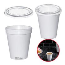 Copo Térmico Isopor 180ml C/ Tampa Plástica C/100 Cor Branco Copo Térmico Isopor 180ml C/ Tampa Plástica C/100 Cor Branco