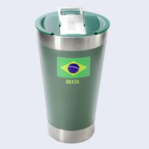 Copo Térmico Jade 473 ML Com Tampa e Abridor - Série Especial Brasil - Verde Copo Térmico Jade 473 ML Com Tampa e Abridor - Série Especial Brasil - Verde