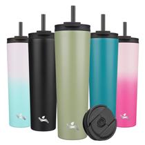 Copo Térmico Konokyo 1L com Tampa e 2 Canudos Aço Inoxidável Copo Térmico Konokyo 1L com Tampa e 2 Canudos Aço Inoxidável