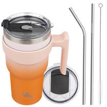 Copo Térmico Konokyo 900mL com Alça, 2 Canudos, 2 Tampas Aço Inoxidável Copo Térmico Konokyo 900mL com Alça, 2 Canudos, 2 Tampas Aço Inoxidável