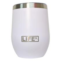 Copo Térmico Life Branco em Inox 354 ml com Tampa