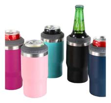 Copo Térmico Long Neck Cerveja Latinha Latão Litrinho Inox Cor Preto Liso420 mL