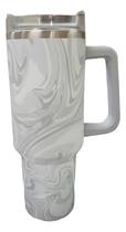 Copo Térmico Marmorizado Inox Garrafa Com Alça Canudo 1200ml