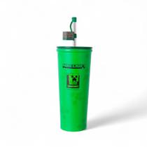 Copo Térmico Minecraft Resistente Com Canudo Inox Miniso