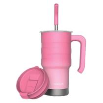 Copo Térmico Moove C/ Canudo e Tampa 590ml COR:ROSA Copo Térmico Moove C/ Canudo e Tampa 590ml COR:ROSA