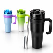 Copo Térmico MS-703D 1200ml Dupla Camada Aço Inox Grande Com Canudo, Elevação de Canudo e Tampa Copo Térmico MS-703D 1200ml Dupla Camada Aço Inox Grande Com Canudo, Elevação de Canudo e Tampa