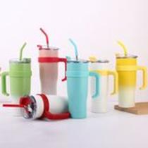 Copo Térmico MS-916 1200ml Dupla Camada Aço Inox Com Canudo e Tampa + Canudos de Aço Inox