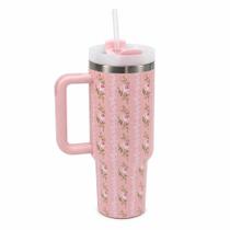 Copo Térmico MS-957 1200ml Com Estampas Florais - Aço Inox com Tampa Emborrachada