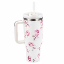 Copo Térmico MS-957 1200ml Com Estampas Florais - Aço Inox com Tampa Emborrachada