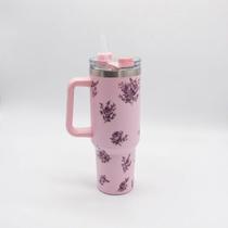 Copo Térmico MS-957 1200ml Com Estampas Florais - Aço Inox com Tampa Emborrachada