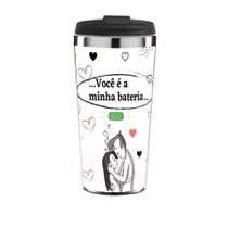 Copo Térmico Namorados - Você É A Minha Bateria - Corações