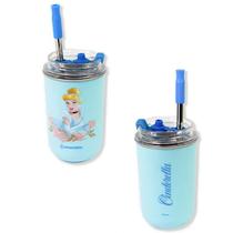 Copo Térmico Neo Com Canudo Princesa Cinderela - 300ML - Princesas Disney - Aço Inox - Zona Criativa 10073326