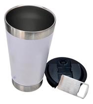 Copo Térmico Para Cerveja Café Chá Chopp 500 Ml Com Tampa Cor Branco Liso Copo Térmico Para Cerveja Café Chá Chopp 500 Ml Com Tampa Cor Branco Liso