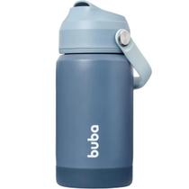 Copo Térmico Parede Dupla c/ Canudo Silicone 360ml - Azul - Buba