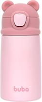Copo Térmico Parede Dupla c/ Canudo Ursinho 320ml Rosa -Buba