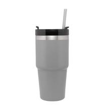 Copo Térmico Parede Dupla SlimTerm com Base Ergonômica e Canudo Cinza 590ml Wolff