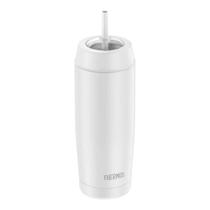 Copo Térmico Paris Branco Thermos 530ml com Canudo Garrafa
