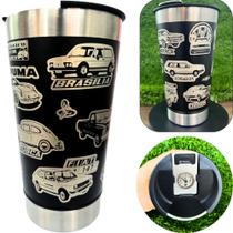 Copo Térmico Personalizado 360Carros Antigos Raridade Retrô Fusca Brasilia Opala Chevete etc