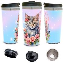 Copo Térmico Personalizado Gato Felino Degradê 450 Ml Inox.