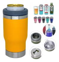 Copo Térmico Porta Long Neck Lata Isolamento A Vácuo Inox 2 Em 1 Cerveja Latinha Latão Litrinho Inox