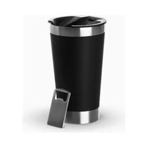Copo Térmico Preto 473ml Com Tampa E Abridor Integrado