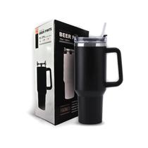 Copo Térmico Preto Aço Inox Parede Dupla 1200ml com Canudo