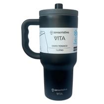 Copo Térmico Preto Tumbler Vita Lunar 1L Zona Criativa