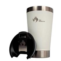 Copo termico quente e frio com tampa 473ml branco - fox stainless