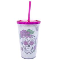 Copo Térmico Rosa Caveira 450ml Projeto Kiwi