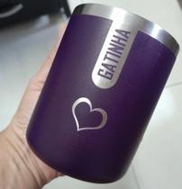 Copo térmico roxo frases, 200 ml, copo térmico básico ideal para o dia a dia
