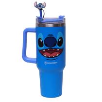 Copo Térmico Stitch Alça Caneca Aço Inox Bebida Gelada Quente Original 1,15L Canudo Tampa Pingente