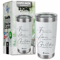 Copo termico stone fe amor e gratidao500ml