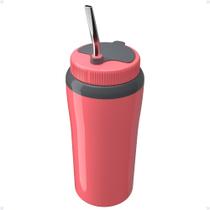 Copo Térmico Tereré 650ml Com Tampa e Bomba Canudo Inox