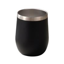 Copo térmico tipo cuia 350ml com campa com parede dupla inox para café, água, cerveja, Branco, Preto, Inox
