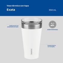 Copo Térmico Tramontina Exata em Aço Inox Branco com Tampa 550 ml