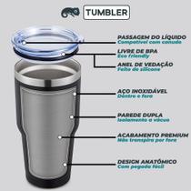 Copo Térmico Tumbler 30 OZ 887ml com Tampa Preto - Tumbler