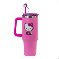 Copo Térmico Tumbler Hello Kitty 1,15L Rosa com Canudo