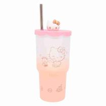 Copo Térmico Tumbler Hello Kitty Inox Rosa 600ml