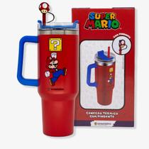 Copo Térmico Tumbler Super Mario Bros C/ Pingente Inox Cor Vermelho 1,15lt