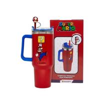 Copo Térmico Tumbler Super Mario Bros com pingente 1,15L Copo Térmico Tumbler Super Mario Bros com pingente 1,15L