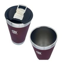 Copo Térmico Vermelho 500Ml Inox Parede Dupla Com Abridor