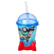 Copo Toy Story de Foguete Infantil Tampa e Canudo 280ml Woody e Buzz Astronauta