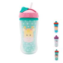 Copo Transição com Canudo Animal Fun Girafa Unicórnio Macaco Leão Buba