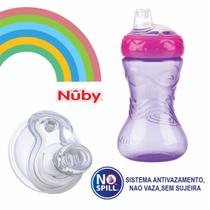 Copo Transição de Treinamento Bico de Silicone e Válvula Antivazamento sem bpa free 300ml Nuby bebê - Cajovil