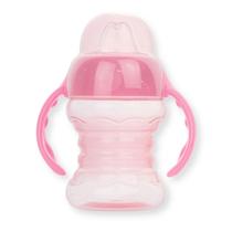 Copo Transição Infantil Treinamento Alimentar Bebe Mamadeira Bico Flexível Antivazamento c/ Alça 120 ml 6m Volta as Aulas cor Rosa Presente Pimpolho
