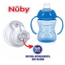Copo Transição Nuby Antivazamento Com Alça E Bico De Silicone 240ml Azul - Turquesa - Nuby Baby Copo Transição Nuby Antivazamento Com Alça E Bico De Silicone 240ml Azul - Turquesa - Nuby Baby