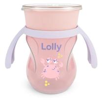Copo Treinamento Lolly Oceano 360ml com Alça Rosa