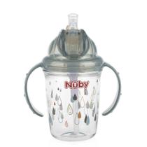 Copo Tritan Cinza com Alça e Canudo de Silicone Retrátil 240 ml - Nûby Copo Tritan Cinza com Alça e Canudo de Silicone Retrátil 240 ml - Nûby