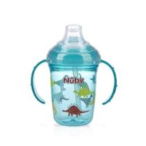 Copo Tritan com alça e bico de silicone azul 240ml Nuby